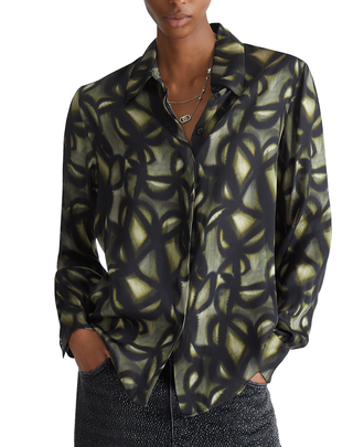 CAMICIA DONNA IN RASO STAMPATO - VERDE NERO