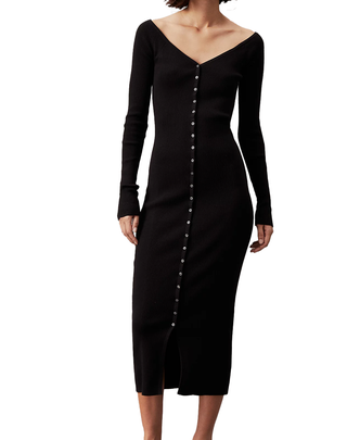 ABITO IN MAGLIA CON BOTTONI - NERO