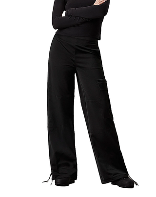 PANTALONI DONNA CARGO IN SATIN - NERO