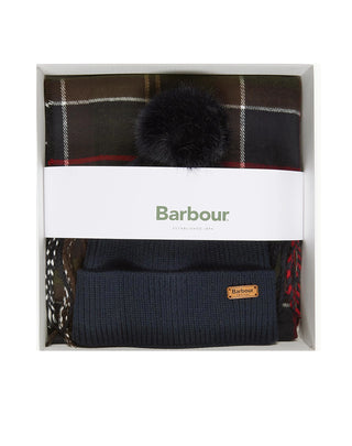 SET REGALO SCIARPA E CAPPELLO "DOVER" - BLU/VERDE LGS0054 TN11 BARBOUR 