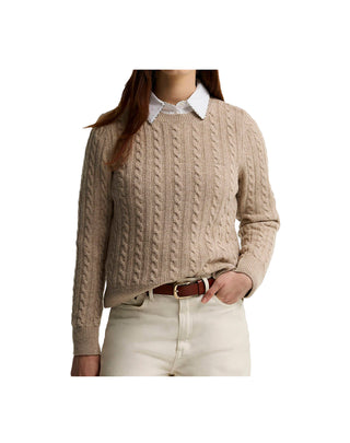 MAGLIONE DA DONNA " ASHDOWN " IN MISTO LANA COTONE - NOCCIOLA LKN1834 BE54 BARBOUR 