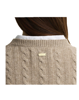 MAGLIONE DA DONNA " ASHDOWN " IN MISTO LANA COTONE - NOCCIOLA LKN1834 BE54 BARBOUR 