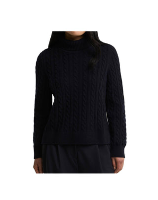MAGLIONE DONNA A COLLO ALTO CON TRECCE " AMBLESIDE " - BLU LKN1862 NY73 BARBOUR 
