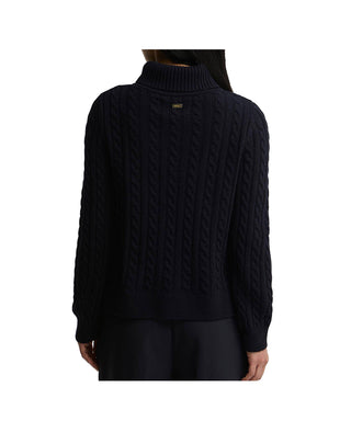 MAGLIONE DONNA A COLLO ALTO CON TRECCE " AMBLESIDE " - BLU LKN1862 NY73 BARBOUR 