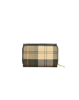 PORTAFOGLIO " ROSA " CON PATTA IN PELLE - NERO E TARTAN LLG0036 BK11 BARBOUR 