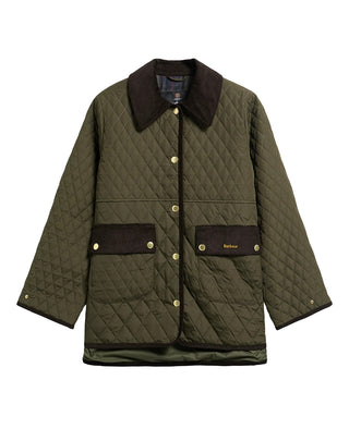GIACCA TRAPUNTATA DONNA " WHICKHAM " - OLIVE/SHADOW CLASSIC LQU1925 OL51 BARBOUR 
