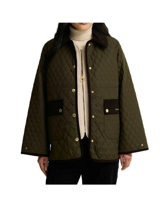 GIACCA TRAPUNTATA DONNA " WHICKHAM " - OLIVE/SHADOW CLASSIC LQU1925 OL51 BARBOUR 