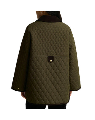 GIACCA TRAPUNTATA DONNA " WHICKHAM " - OLIVE/SHADOW CLASSIC LQU1925 OL51 BARBOUR 