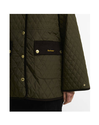 GIACCA TRAPUNTATA DONNA " WHICKHAM " - OLIVE/SHADOW CLASSIC LQU1925 OL51 BARBOUR 