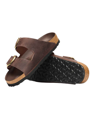 SANDALO ARIZONA A FIBBIA GRANDE IN PELLE OLIATA PIANTA STRETTA - HABANA 1032916 BB HEX HABANA BIRKENSTOCK 