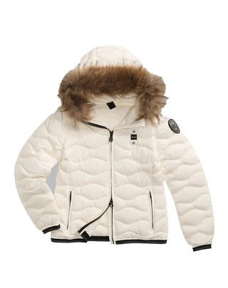 PIUMINO CORTO IMBOTTITO PIUMA ALDIE CON COLLO PELLICCIA - BIANCO BLDC03034 006047 BLAUER 