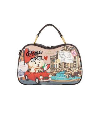 BORSA IN SIMIL PELLE " CARTOLINE DA ROMA " - FONDO MARRONE B19163YY818 U BrACCIALINI 