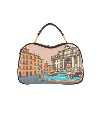 BORSA IN SIMIL PELLE " CARTOLINE DA ROMA " - FONDO MARRONE B19163YY818 U BrACCIALINI 