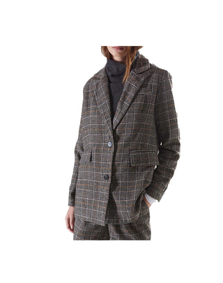 BLAZER DA DONNA IN MISTO LANA MOTIVO SCOZZESE 0214005 70 BSB 