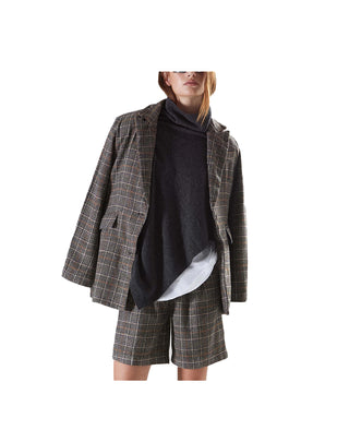 BLAZER DA DONNA IN MISTO LANA MOTIVO SCOZZESE 0214005 70 BSB 