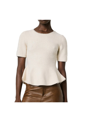 MAGLIONE DONNA CON DECORAZIONI APPLICATE - PANNA 0260032 04 BSB 