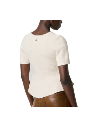MAGLIONE DONNA CON DECORAZIONI APPLICATE - PANNA 0260032 04 BSB 