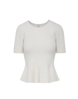 MAGLIONE DONNA CON DECORAZIONI APPLICATE - PANNA 0260032 04 BSB 