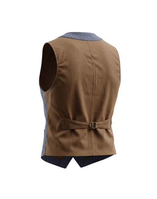GILET UOMO " HENLEY " - BLU SPIGATO/MARRONE 107 HBT WOOL VEST HENLEY NAVY Chesapeake's 