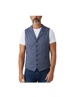 GILET UOMO " HENLEY " - BLU SPIGATO/MARRONE 107 HBT WOOL VEST HENLEY NAVY Chesapeake's 