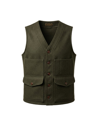 GILET UOMO IN PANNO " OREGON " - DARK GREEN 110 OREGON WOOL VEST DARK GREEN Chesapeake's 