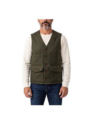 GILET UOMO IN PANNO " OREGON " - DARK GREEN 110 OREGON WOOL VEST DARK GREEN Chesapeake's 