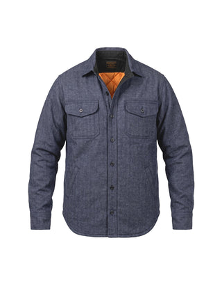GIACCA CAMICIA UOMO TRAPUNTATA INTERNO - SPIGATO DENIM 210 HBT WOOL PADDED NAVY Chesapeake's 