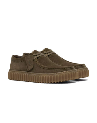 SCARPE " TORHILL LO " IN PELLE SCAMOSCIATA VERDE OLIVA 26187378 OLIVE SUEDE CLARKS 
