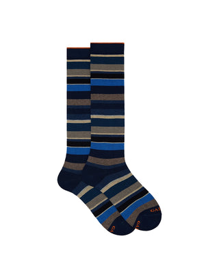 CALZA UOMO LUNGA RIGA MULTI - BLU AP103413 13102 GALLO 