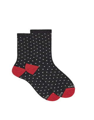 CALZINO CORTO DA DONNA POIS FONDO LUREX - CARBONE AP512108 12435 GALLO 