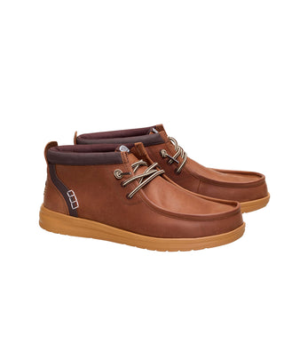 SCARPONCINO IN PELLE " WALLY MID GRIP R " - ROBE BROWN 45161 2LU HEY DUDE 