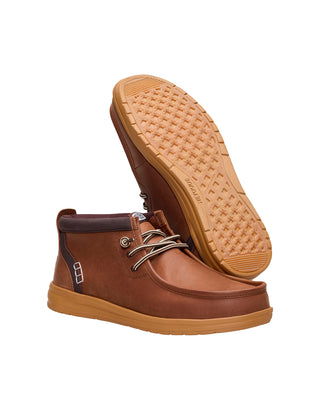 SCARPONCINO IN PELLE " WALLY MID GRIP R " - ROBE BROWN 45161 2LU HEY DUDE 