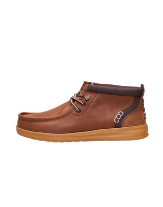 SCARPONCINO IN PELLE " WALLY MID GRIP R " - ROBE BROWN 45161 2LU HEY DUDE 