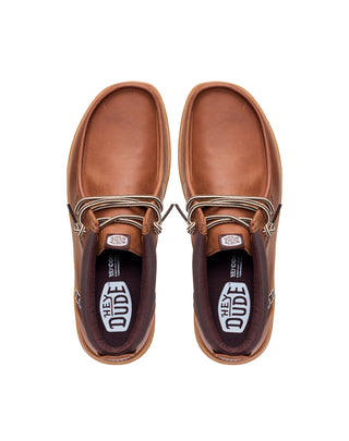 SCARPONCINO IN PELLE " WALLY MID GRIP R " - ROBE BROWN 45161 2LU HEY DUDE 