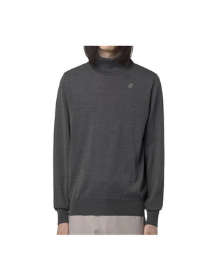 MAGLIONE A COLLO ALTO " HENRY " IN LANA MERINO - GREY MD MELANGE K2142FW 48M K-WAY 