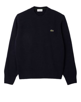 MAGLIONE GIROCOLLO UOMO IN LANA CARDATA - BLU AH2916 166 LACOSTE 