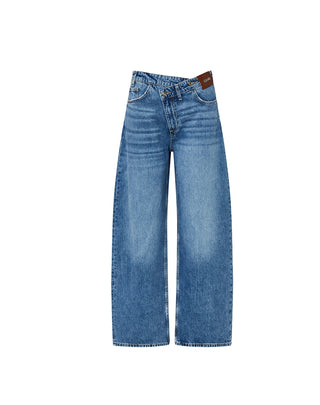 JEANS DONNA STRAIGHT CON CINTONE ASIMMETRICO UF6160 79108 LIU JO 