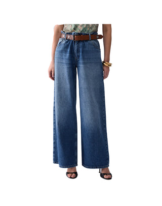 JEANS DONNA AMPIO CON CINTURA UF6186 79104 LIU JO 