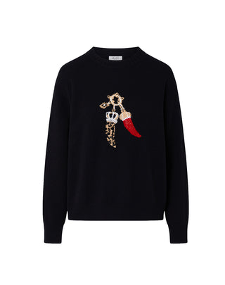 MAGLIA JACQUARD IN LANA CON CHARMS - NERO WF6457 L9457 LIU JO 