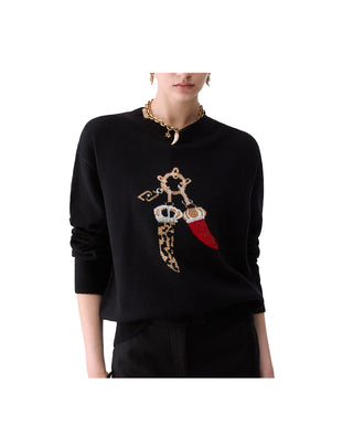 MAGLIA JACQUARD IN LANA CON CHARMS - NERO WF6457 L9457 LIU JO 