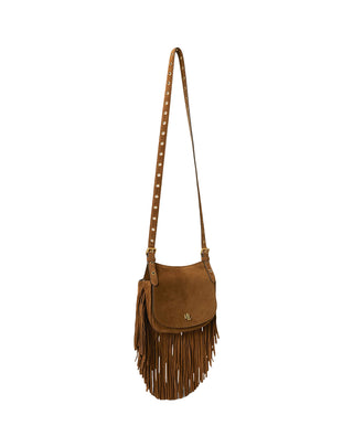 BORSA A TRACOLLA " MARCY " CON FRANGE - TABACCO CHIARO 431P11793 001 RALPH LAUREN 