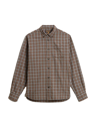 CAMICIA BUTTON-DOWN IN FLANELLA DI COTONE - DARK EARTH SMALL CHECK CFWOSI2032MRUT5419 6687 WOOLRICH 