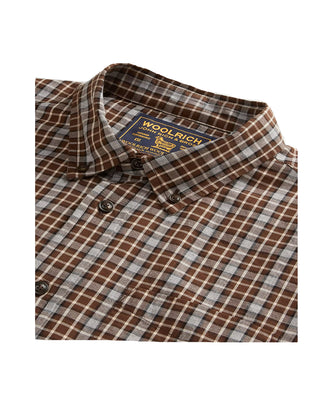 CAMICIA BUTTON-DOWN IN FLANELLA DI COTONE - DARK EARTH SMALL CHECK CFWOSI2032MRUT5419 6687 WOOLRICH 