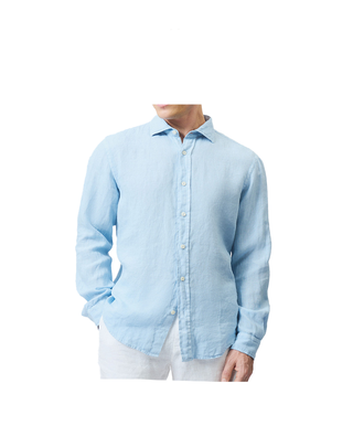 CAMICIA UOMO IN LINO "PIERCE" - CELESTE RRU431P4220569 C0080 ROY ROGERS 