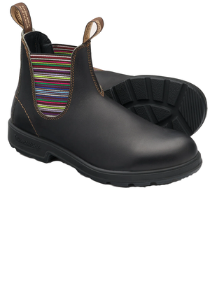 STIVALETTO DONNA "1409" IN PELLE MARRONE ED ELASTICO MULTIRIGA