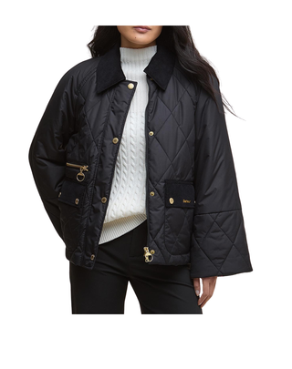 GIACCA DONNA TRAPUNTATA " MARTHA " - BLACK LQU1840 BK11 BARBOUR 