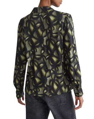 CAMICIA DONNA IN RASO STAMPATO - VERDE NERO