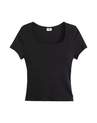 T-SHIRT DONNA " ESSENTIAL " CON SCOLLO QUADRATO - NERO 003PU-0001 ANTRACITE LEVI'S 