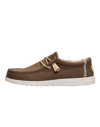 MOCASSINO UOMO WALLY STRETCH CANVAS - TEAK BROWN HD.40700 2LN HEY DUDE 