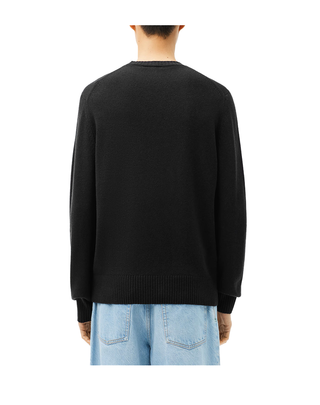 MAGLIONE GIROCOLLO UOMO IN LANA CARDATA - NERO AH2916 031 LACOSTE 